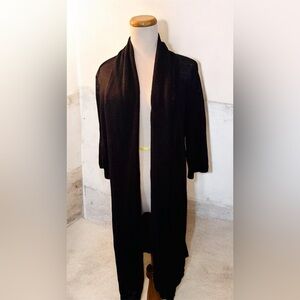 [Calvin Klein] Long Black Linen Blend Open Style Cardigan Sz: M